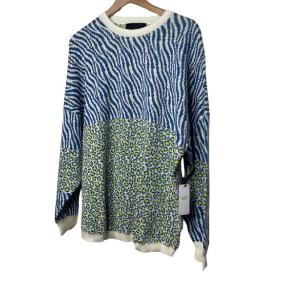 SPIRIT JERSEY | NWT Crew Neck Neon Leopard Print New York Sweater | Size XS & S - Picture 4 of 13
